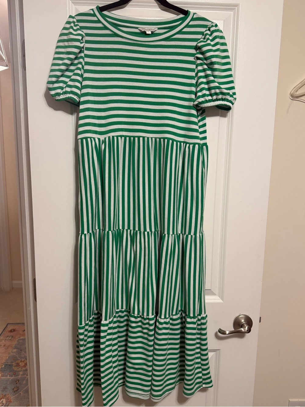 crown & ivy Green and White Striped Midi Dress
